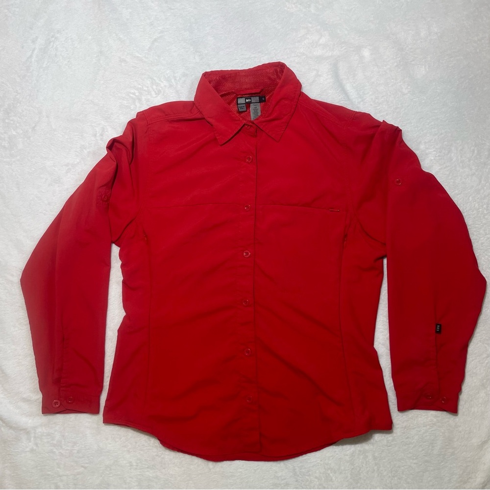 REI women’s Red Button-Up fishing Shirt size Small